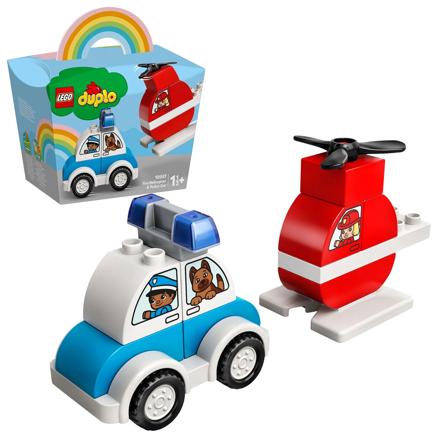Brandweerhelikopter en Politiewagen-LEGO Duplo