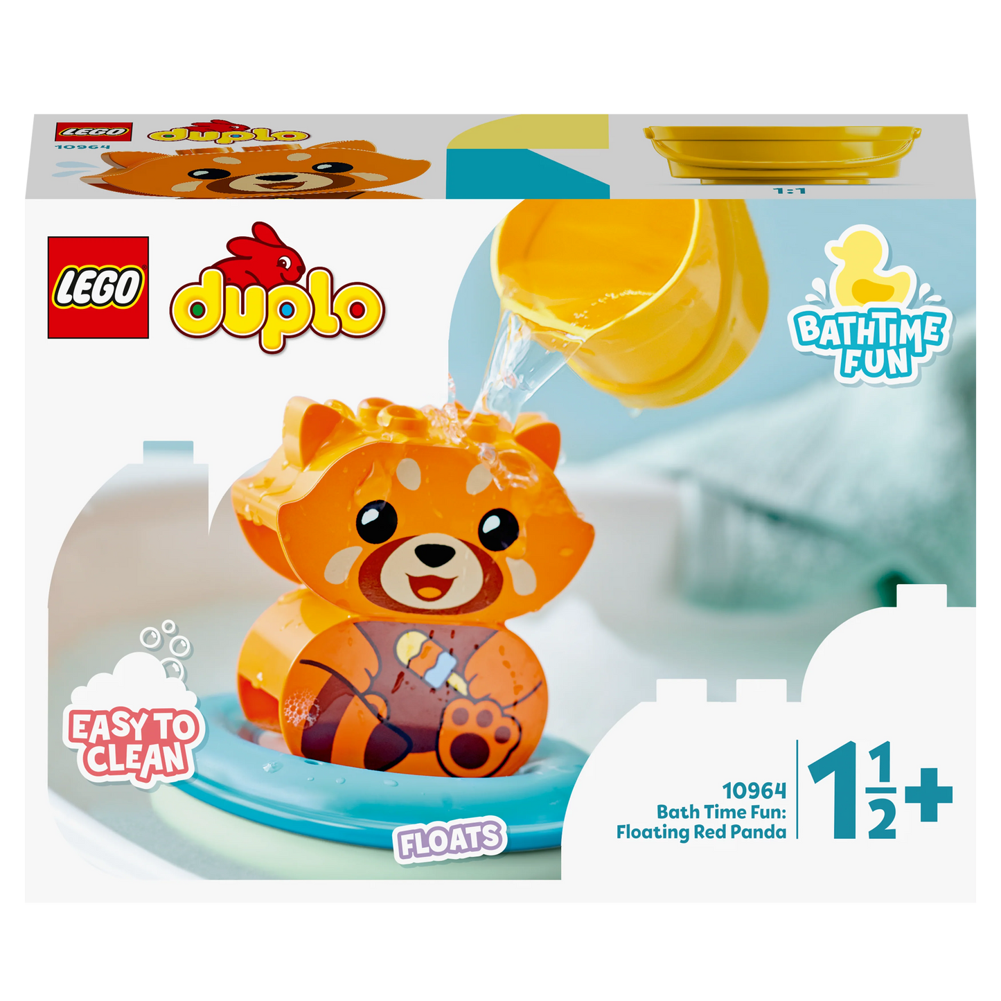 Pret in bad: drijvende rode panda-LEGO Duplo